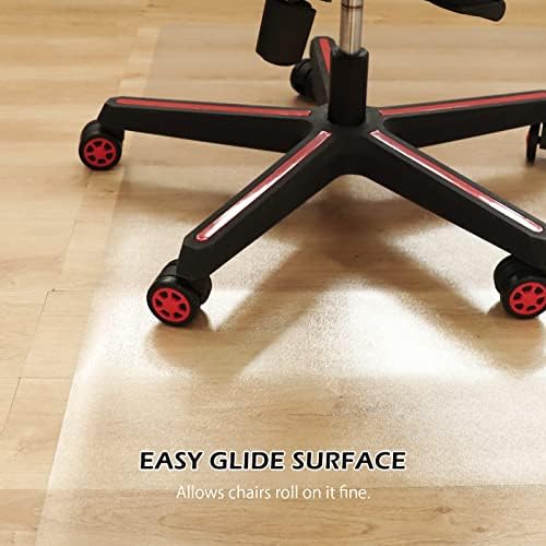 SALLOUS Office Chair Mat for Hard Floors, 63" x 51" Large Chair Mat for Hardwood Floors, Slip Resistant Floor Protector Desk Mat for Home, Waterproof Vinyl Floor Mat for Gaming Chairs (Clear)