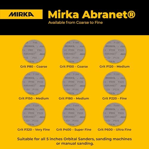 Mirka Abranet 5 Inch 800 Grit Mesh Sanding Discs, Hook and Loop, 50 Pack