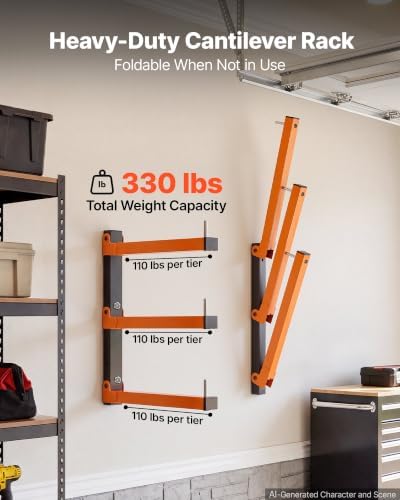 VEVOR Lumber Rack, 3-Tier 2-Pack 110 lbs per Tier, Foldable Wood Storage
