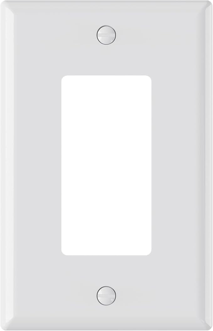 AIDA 1-Gang Midsize Light Switch Cover Plate, Decorative Outlet Covers - Glossy White, 1-Pack Unbreakable Polycarbonate Wall Plates for Decorator Device, UL Listed, 4.88" H x 3.13" L
