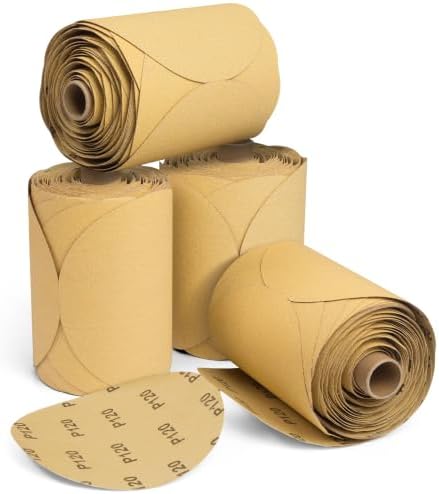 S SATC 400 PCS PSA Sanding Discs Round Adhesive Backed Sandpaper Roll 6 Inch 120 Grit Sander Attachment for Drill Self Stick Aluminum Oxide Automotive Sandpaper