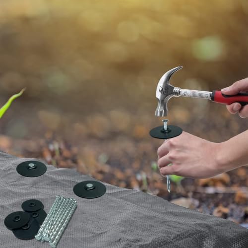 6 Inch 20 Pcs Artificial Turf Stakes Galvanized Spiral with Gasket Caps