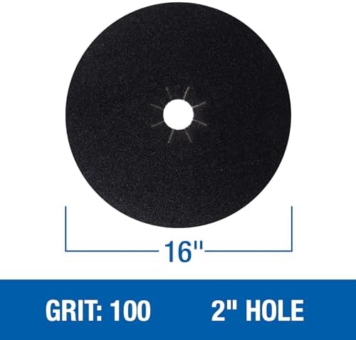 Mercer Industries 426100 Silicon Carbide Floor Sanding Disc, Cloth Back, 16" x 2" Hole, Grit 100X, 20-Pack