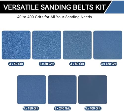 1x30 Inch Sanding Belts 21 Pcs 7 Grits Sizes (3 Each of 40/60/80/120/150/240/400 Grits) Heavy Duty Belt Sander Zirconia Belt Sander Paper for Wood, Metal, Stainless Steel, Cars, and Furniture