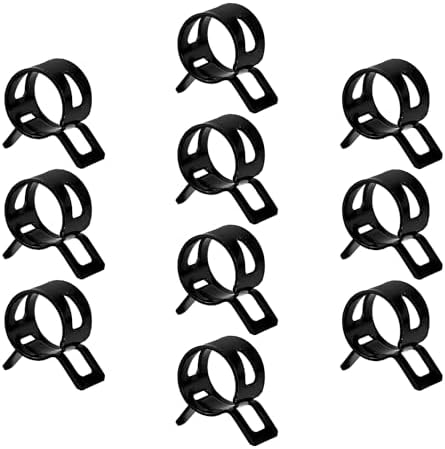 10pcs 0.51" ID Constant Tension Band Hose Clamps, 13mm Spring Band Type Action Hose Clamp Manganese Steel Fuel Line Clamp Low Pressure Air Clip Clamp for Fuel Hose Line Water Pipe Air Tube black