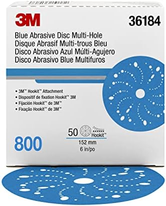 3M Hookit Blue Abrasive Disc, Multi-Hole, 36184, 6 in, 800+ Grade