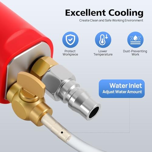 4" Pneumatic Wet Air Polisher/Water Sander, 4300 RPM Granite & Marble Stone Grinder, Lightweight Air Tool for Wet Edge Profiling, Concrete Countertop & Tile Polishing