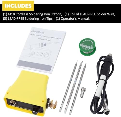 Cordless Soldering Iron Station for Dewalt 20V Max Battery, 3 Iron Tips, Quick Heating Lead-Free Solder, Precise Heat Control for Any Projects, Auto Sleep, Low Voltage Protection (Tool Only)