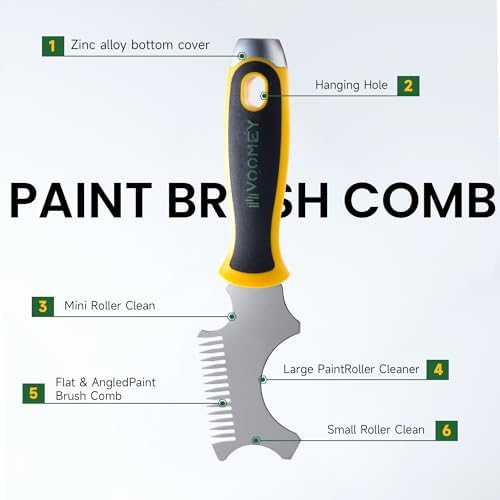 VOOMEY 5-in-1 Paint Roller Cleaner Tool with Hammer Base & Brush Comb