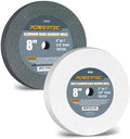 POWERTEC Bench Grinder Wheel 8 Inch 120 & 150 Grit, White Aluminum Oxide Grinding Wheel for Bench and Pedestal Grinder, 1" Thick 5/8" Arbor, Sharpening & Shaping Drill Bits, Blade, Chisel, 2PK (15554)