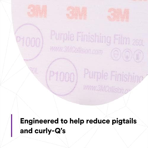 3M Hookit Purple Finishing Film Abrasive Disc, 260L, 30669, 6 in, P1000