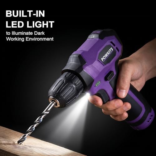 8V Purple Cordless Drill Set for Women, Starter Tool Kit with Drill