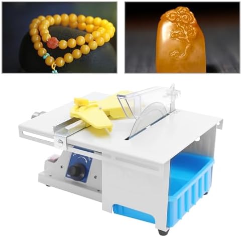 Mini Lapidary Saw, 110V 350W Gem Jewelry Polishing Grinding Machine 800-10000r/min DIY Jewelry Polishing Bench Buffer Grinding Machine for Cutting Rocks (350W)