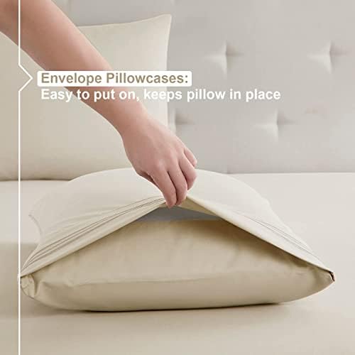 Nestl Twin Sheets Set - 3 Piece Twin Bed Sheets, Hotel Luxury, Extra Soft, Double Brushed Bedding for Twin Size, 2 Tone Brown/Beige Set, Brown Fitted Sheet, Beige Flat Sheet, Beige Pillow Case