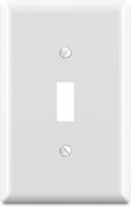 ELEGRP 1-Gang Mid Size Toggle Switch Covers, Light Switch Wall Plate, Unbreakable Polycarbonate Replacement Faceplates Covers, UL Listed, Color-matched Screws Included (1 Pack, Glossy White)