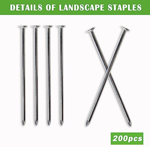 SUNTURF 200 Pack 5 Inch Plastic Edging Nails Artificial Turf Stakes Galvanized Metal Spiral Landscape Spikes for Fake Landscaping Grass, Paver Edging, Weed Barrier, Artificial Turf