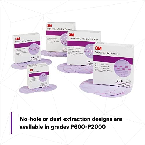 3M Hookit Purple Finishing Film Abrasive Disc, 260L, 30671, 6 in, P600