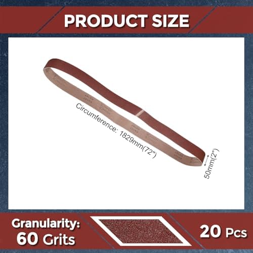 20 Pcs Sanding Belts 2 x 72 Inch 60 Grit Aluminum Oxide