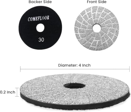 Vacuum Brazed Diamond Polishing Pads, 4 Inch Lippage Grinding Disc for Grantie Marble Concrete Ceramics, Grit 100, 2PCS