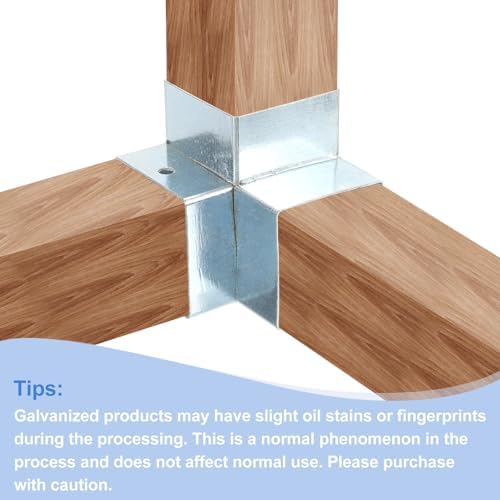 uxcell 3-Way Gazebo Brackets Kit, Right Angle Corner Bracket Woodworking DIY Post Base Kit for 2" x 2" Lumber for Outdoor Patio Gazebo Log Cabins (4 Pack)
