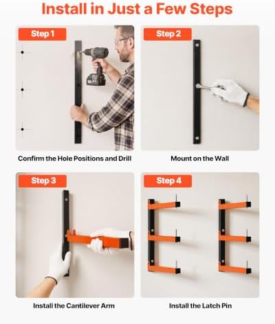 VEVOR Lumber Rack, 3-Tier 4-Pack 110 lbs per Tier, Foldable Wood Storage