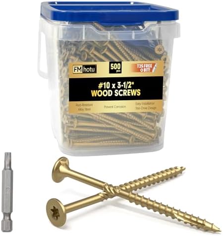 #10 x 3-1/2” Deck Screws, 500Pcs Star Drive Wood Screws