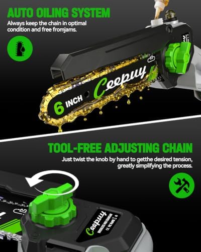 CEEPUY 2-in-1 Brushless Electric Pole Saws for Tree Trimming,6 Inch Cordless Mini Chainsaw with Extension Pole and 2 x 4000mAh Batteries, Pole Chain Saw Gift for Men Dad Husband Fathers Gardener 2026