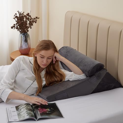 Bedluxe Wedge Pillow Set for After Surgery, Orthopedic Bed Wedge, Velvet