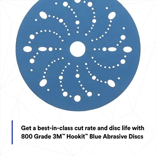 3M Hookit Blue Abrasive Disc, Multi-Hole, 36184, 6 in, 800+ Grade