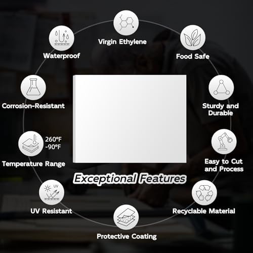 HDPE Sheet 1/2" Thick - 24"x36" HDPE Plastic Sheet, White Plastic Sheet for Crafts, DIY Projects, and Industrial Use