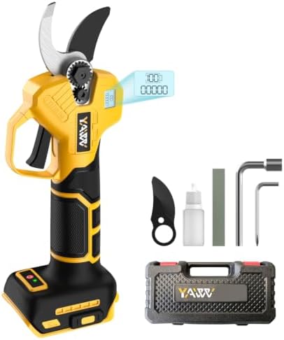 Brushless Electric Pruning Shears for DeWalt 20V Battery, Portable Cordless Pruning Shears with LCD Display＆SK5 Blades, Adjustable Cutting Diameter 0.8-1.2 Inch for Gardening Tree Pruning(NO Battery)