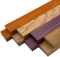 Imported Exotic Hardwood Variety Pack - Padauk, Red Zebrawood, Purpleheart, and Merbau (3/4" x 2" x 18" (8 Pcs))