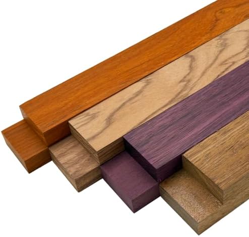 Barrington Hardwoods Imported Exotic Hardwood Variety Pack - Padauk, Red Zebrawood, Purpleheart, and Merbau (3/4" x 2" x 12" (8 Pieces))