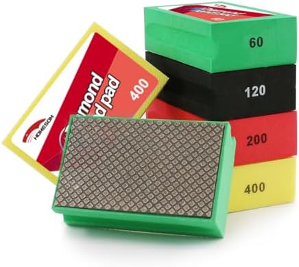 Diamond Hand Polishing Pads Foam Back Sanding Blocks for Sanding Ceramics Glass Tile Concrete Stone Marble Granite Grit 120