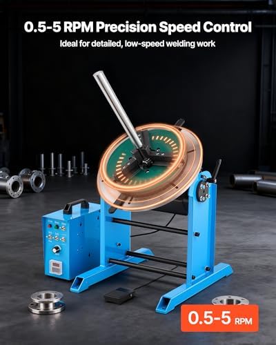 VEVOR Rotary Welding Positioner 10KG, 1-12 RPM 20W, Adjustable 0-90° Turntable with 8.1 Inch 3-Jaw Chuck, Compact Welder Machine for Precision Cutting, Grinding, Assembly, and Testing