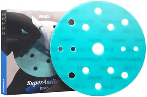 Super Assilex Flexible 6 inch Sanding Discs, Sky K-500, 15 Holes, Hook & Loop, 193-2532, 25 Discs