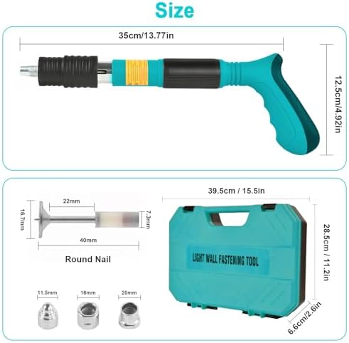 Concrete Nail Gun Kit with 110pcs 7.3mm Nails, 5 Speed Adjustable