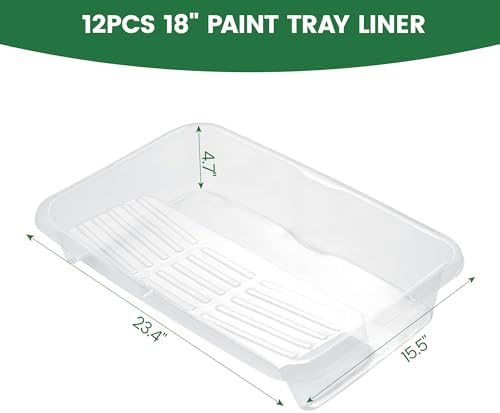 VOOMEY 18 Inch Paint Tray Liners, 12PCS Disposable Roller Tray Inserts
