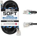 Iron Forge Cable 10 Gauge Extension Cord Heavy Duty, 50 Ft - Black SJTW
