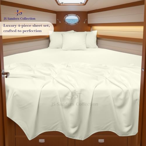 JS Sanders Collection 4PC Boat Sheet Set Universal XL V Berth, Ivory