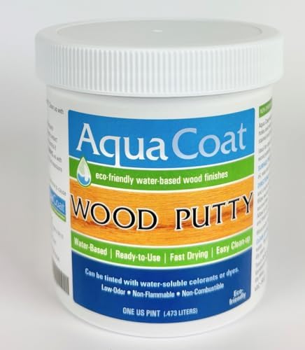 Aqua Coat Water Based Wood Putty, Easy to Sand, Tintable, Quick Drying, Paintable (Pint)