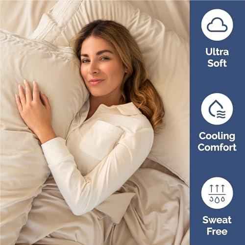 Full Size 4 Piece Sheet Set - Comfy Breathable & Cooling Sheets - Wheat