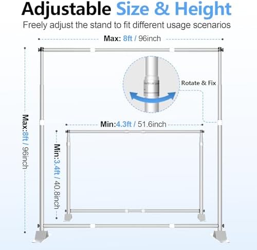 8x8FT Banner Stand, Heavy Duty Step and Repeat Stand, Silver