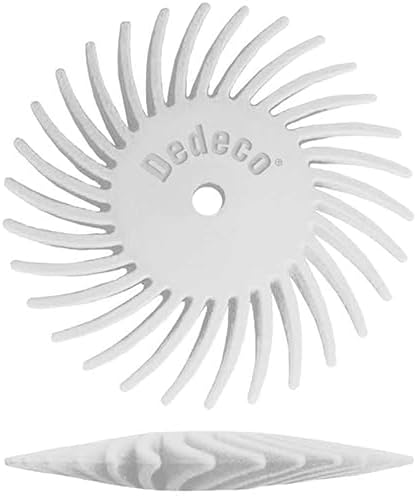 Dedeco Sunburst Radial Bristle Discs 48-Pack - 5/8" Curved Knife-Edge - White 120 Grit (Medium) - Aluminum Oxide for Polishing & Finishing