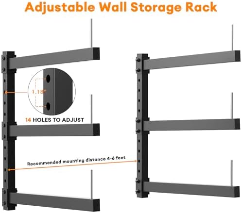 Lumber Storage Rack Wall Mount - Wood Storage Racks Heavy Duty Metal Shelf Wall Mount Wood Organizer Racks for Shed, Workshop, Garage, Basement, Wall Storage Racks - Indoor & Outdoor Use