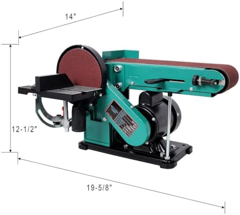 4" x 36" Belt & 6" Disc Sander Combo, High-Torque Benchtop Sanding Station with Adjustable Beveling Table, Tool-Free Belt Change, Heavy-Duty Steel Base for Wood, Plastic & Metal (Green)