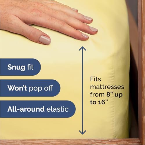 Cal King Size 4 Piece Sheet Set - Breathable & Cooling Sheets - Yellow