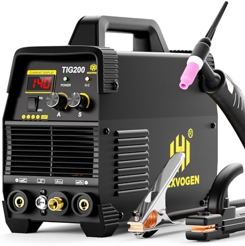 H HZXVOGEN 200A TIG Welder, HF TIG/Stick 2 in 1 Welder Machine with Post Gas, 110V 220V Dual Voltage IGBT Inverter TIG Welding Machine(TIG200)
