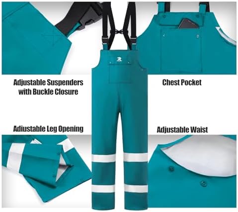 RainRider Mens Rain Suits Waterproof Rain Gear Reflective Rain Coat & Pants