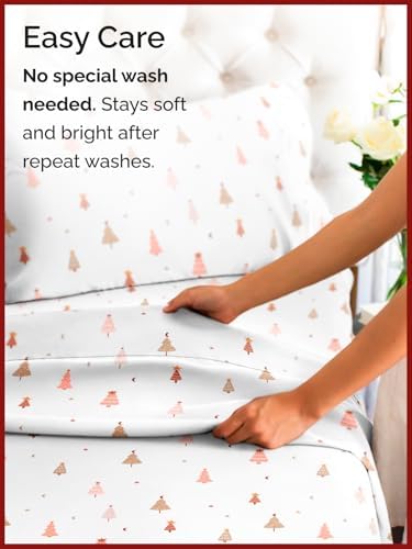 Christmas Sheet Set, Enchanted Pines, Holiday Xmas Bedding Set - Queen Size